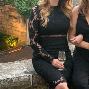 Black Lace Long Sleeve Dress